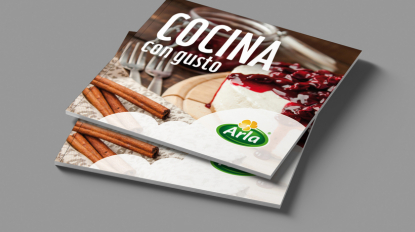 Blank square catalog mock up on light grey background.